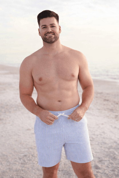 Men's Swim Trunks | Seersucker Blue