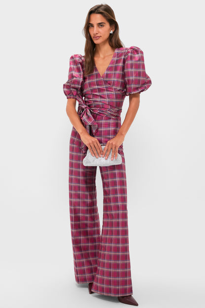 Berry Tartan Scarlett Wrap Top