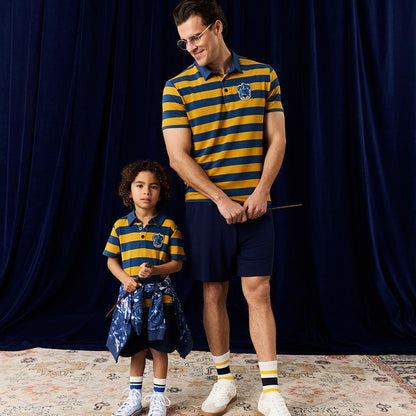 Ravenclaw House Stripe Men's French Terry Polo Shirt