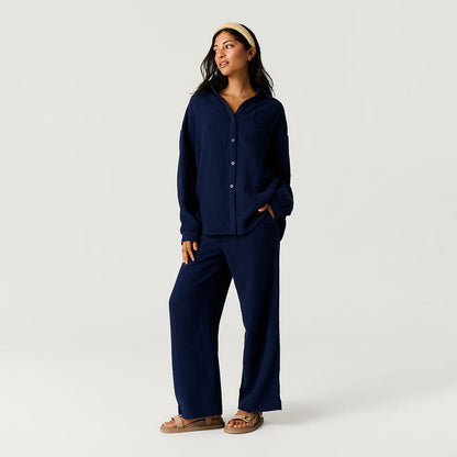 Varsity Navy Women's Cotton Crinkle Pants