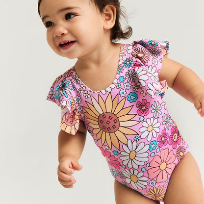 Presley Pink Flutter Sleeve One Piece Swimsuit
