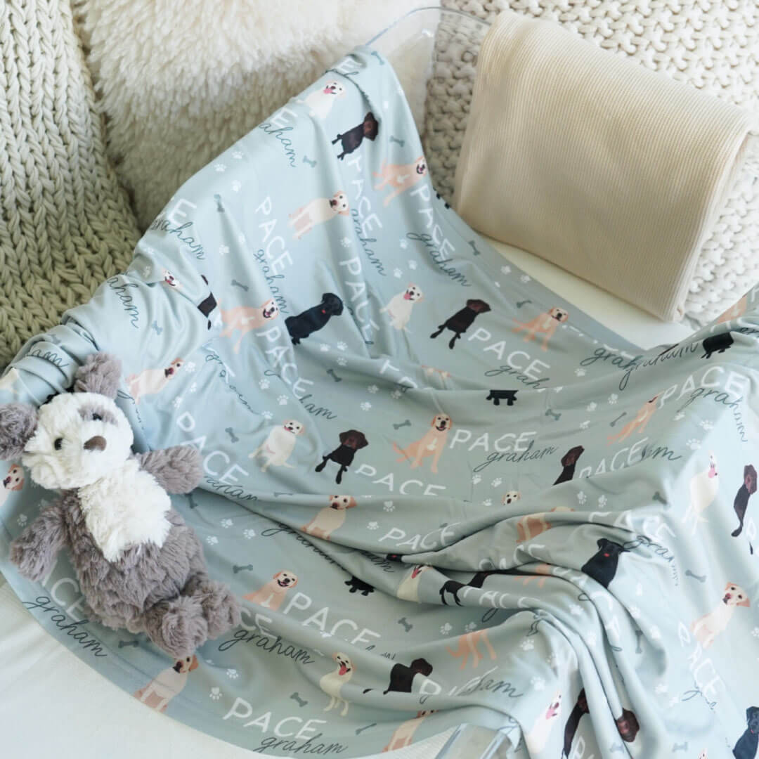 Personalized Baby Name Swaddle Blanket | Dog Breeds